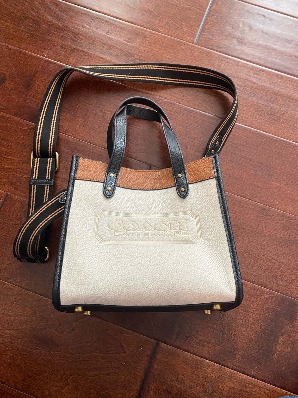 Coach Field Tote 30 Colorblock with Coach Badge Crossbody Bag